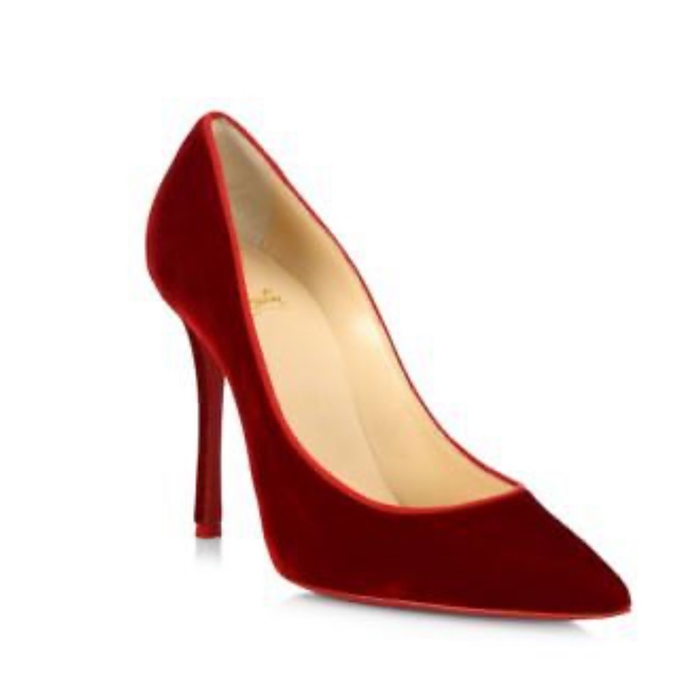 Christian Louboutin Decoltish Red Velvet Heels